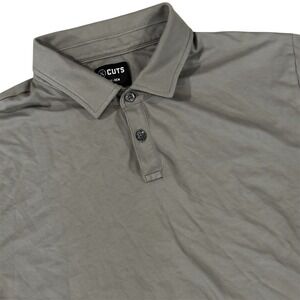 Cuts Clothing Curve Hem Polo Shirt Mens XL Gray Pima Cotton Stretch Short Sleeve